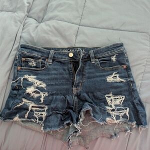American Eagle Outfitters Distressed Blue Denim Shorts